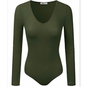 DoublJu Bodysuit. Ribbed long sleeve . Size  L (junior)